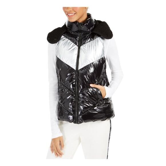 NEW Calvin Klein Performance Black Silver Women's Quilted Cold Weather Vest - M - Picture 1 of 11
